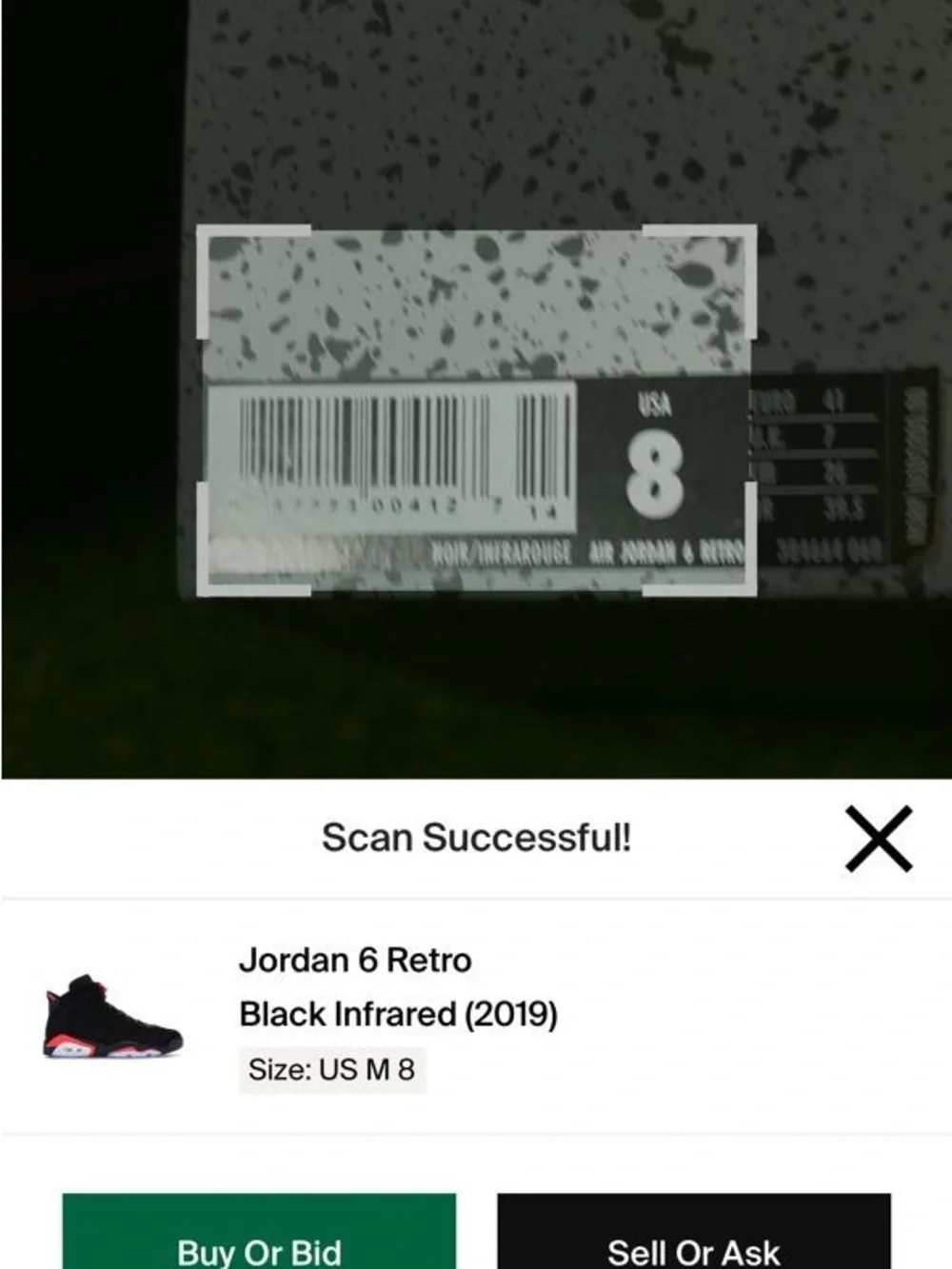 EMPTY BOX ONLY Nike Air Jordan 6 Retro Black Infrared 2019 Size 8 NO SHOES